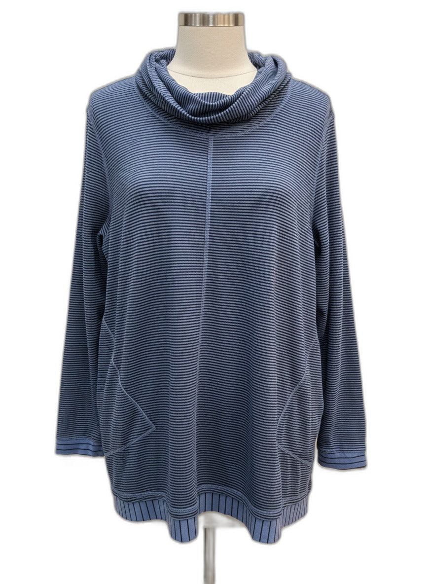 Tribal · Tunic Cowl Neck Top · XLarge Tall · Blue