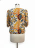Dantella · Balloon Sleeve Side Tie Top · Large · Yellow Floral