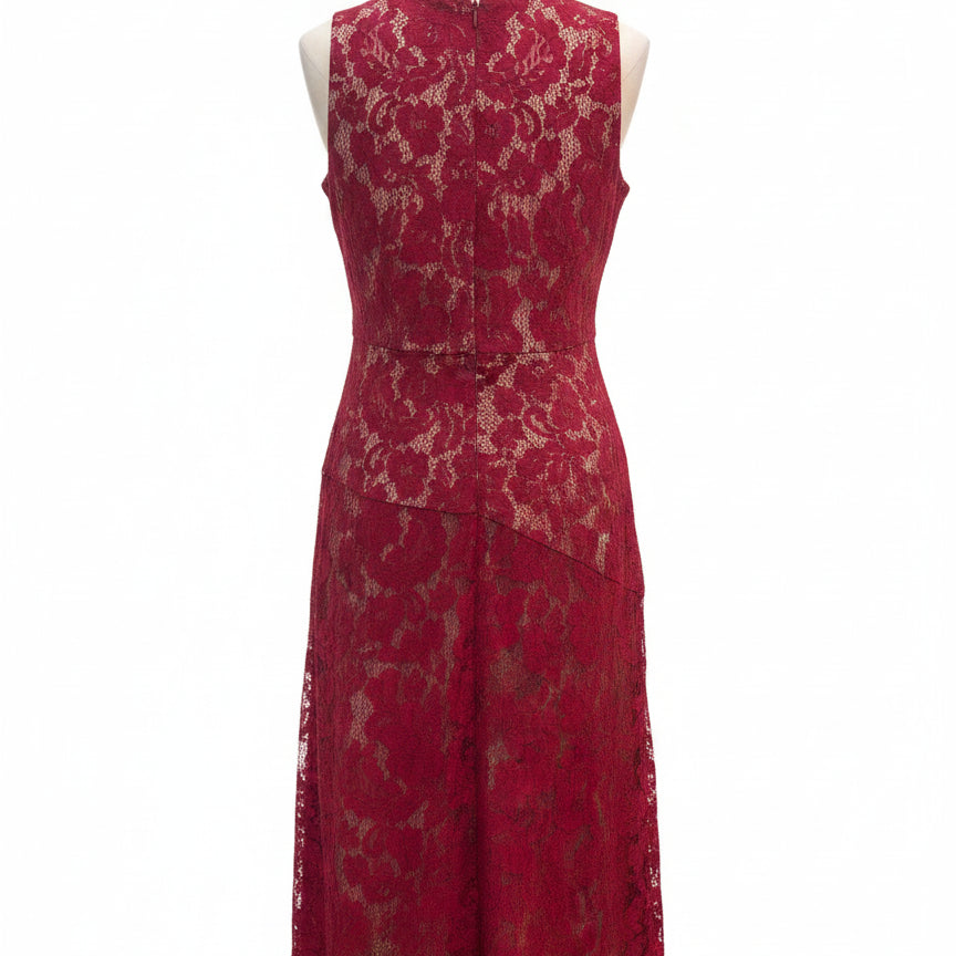 WHBM · sleeveless lace · 10Petite · RedTan