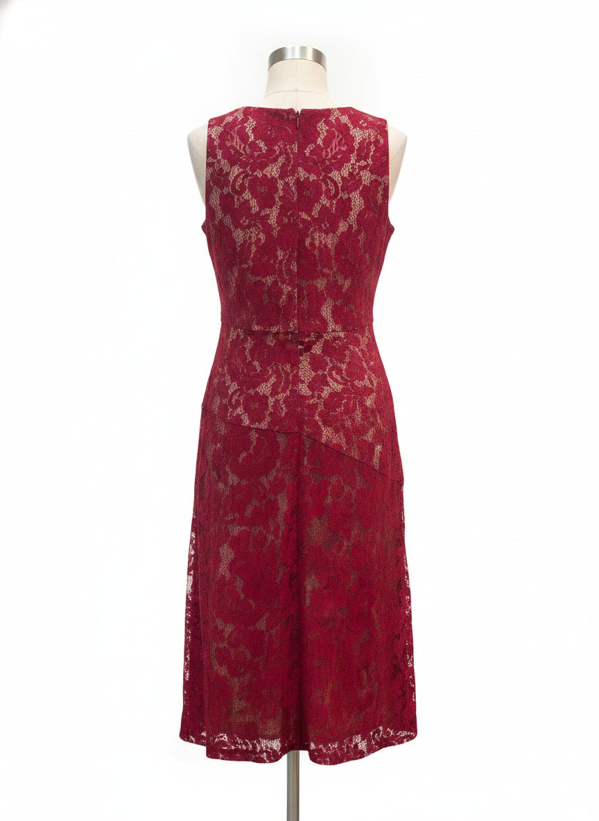 WHBM · sleeveless lace · 10Petite · RedTan