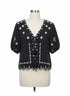 Adrianna Papell · Tie Front Detail Balloon Sleeve · Small · Black/White Embroidery