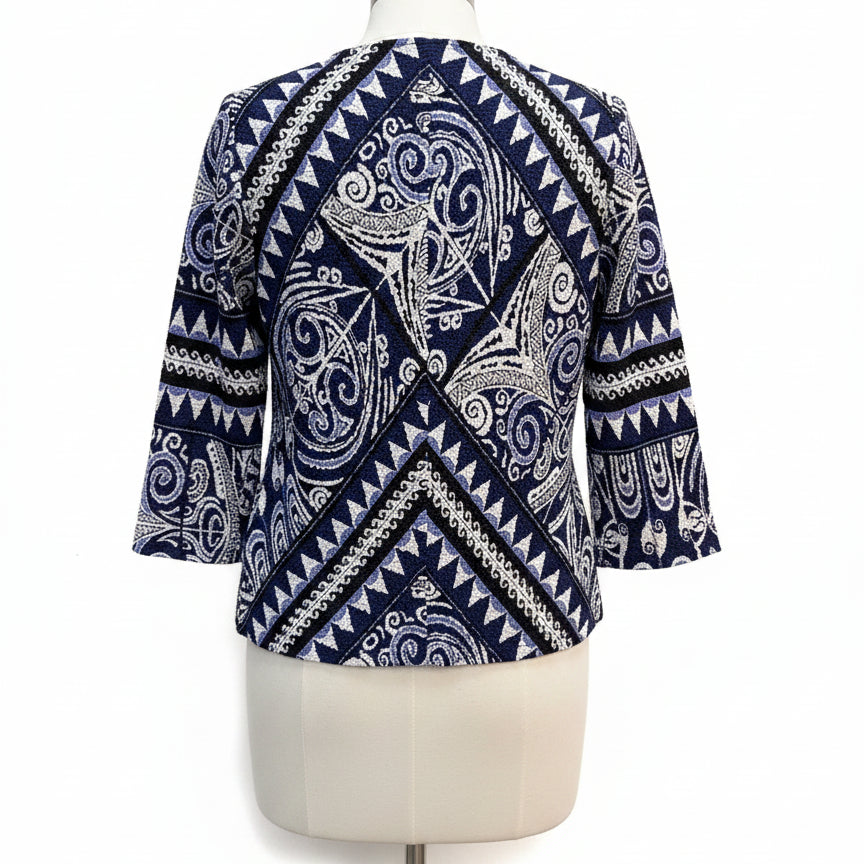 Chicos Travelers · Open Drape Cardigan · Small · Navy White