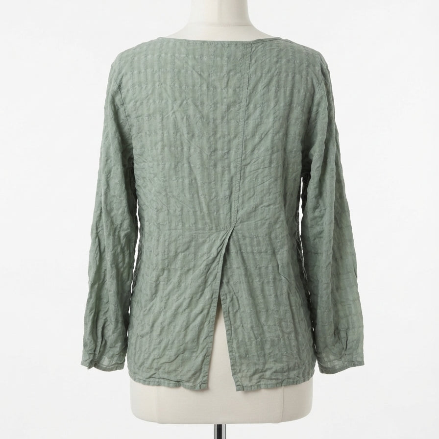 Cut Loose · Sage Gray Plaid Blouse · Large · Sage Gray Plaid