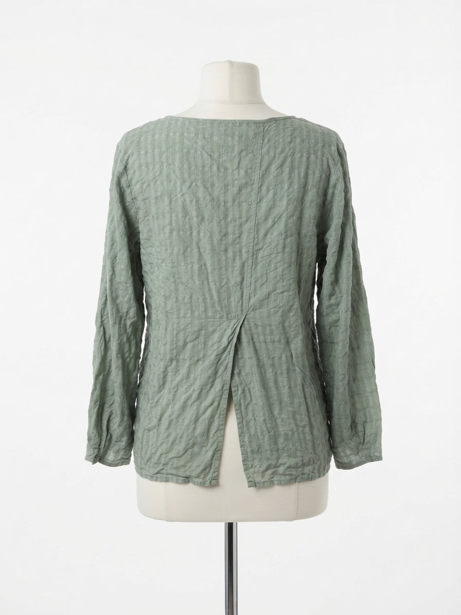 Cut Loose · Sage Gray Plaid Blouse · Large · Sage Gray Plaid