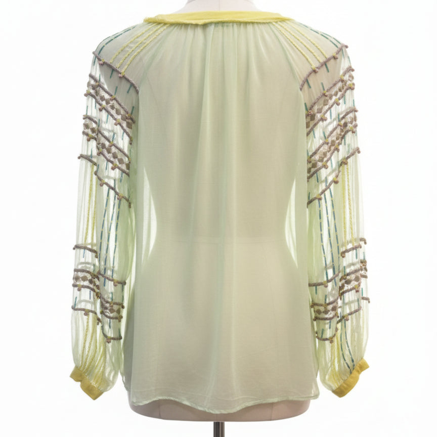Blink London · Beaded Viscose Sheer Top · XSmall · MintMulti