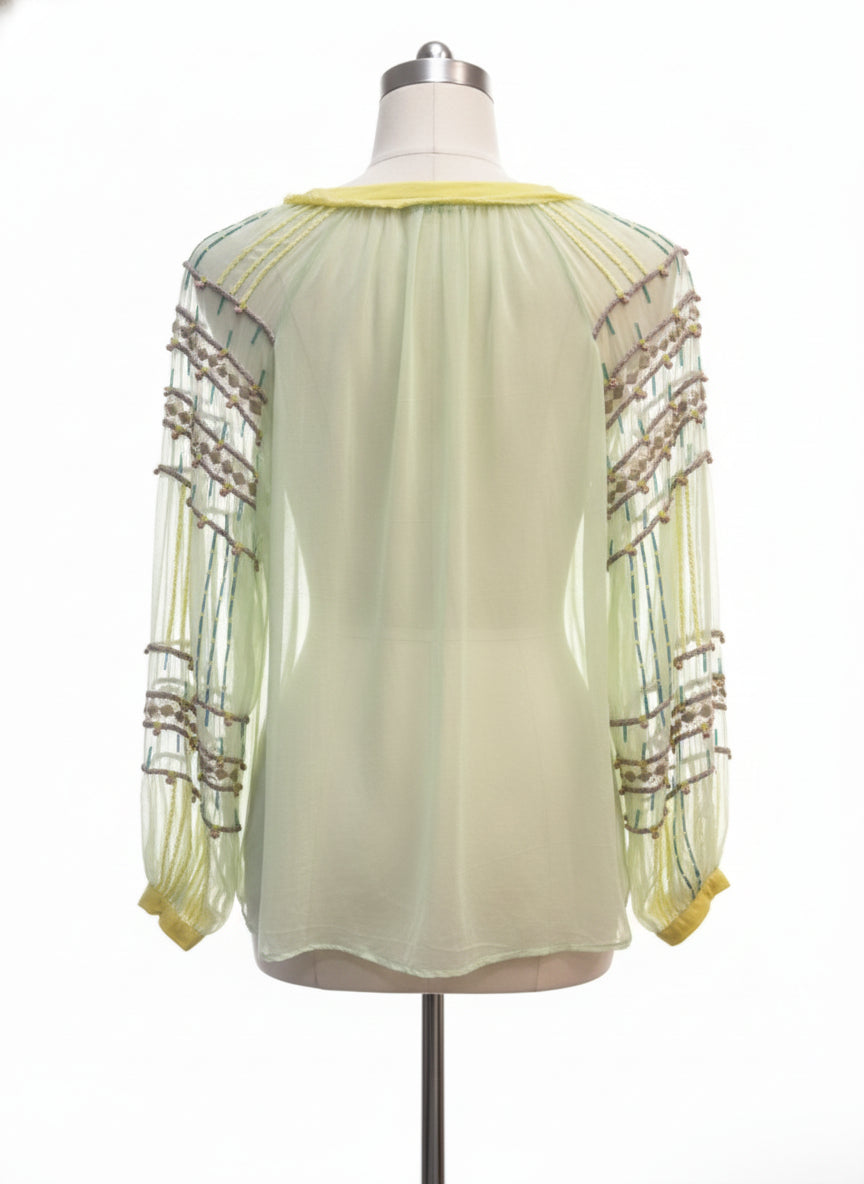 Blink London · Beaded Viscose Sheer Top · XSmall · MintMulti