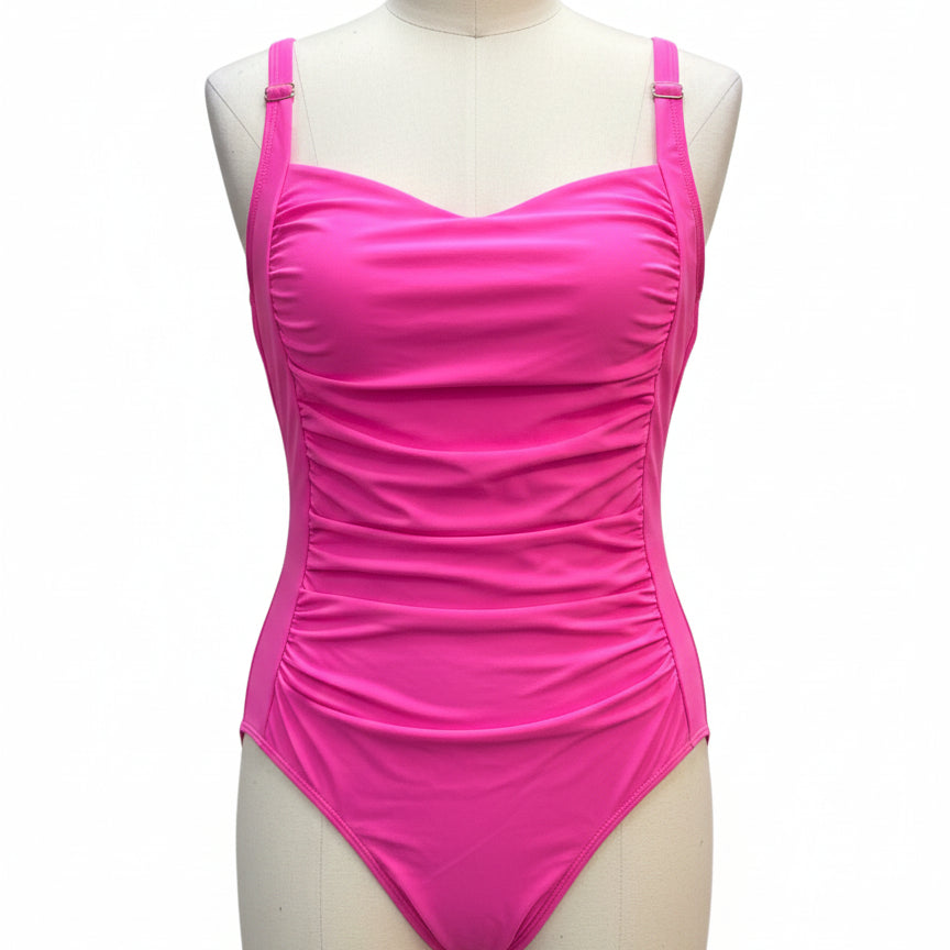 Ekouaer · Ruched Swimsuit · L/XL · Hot Pink