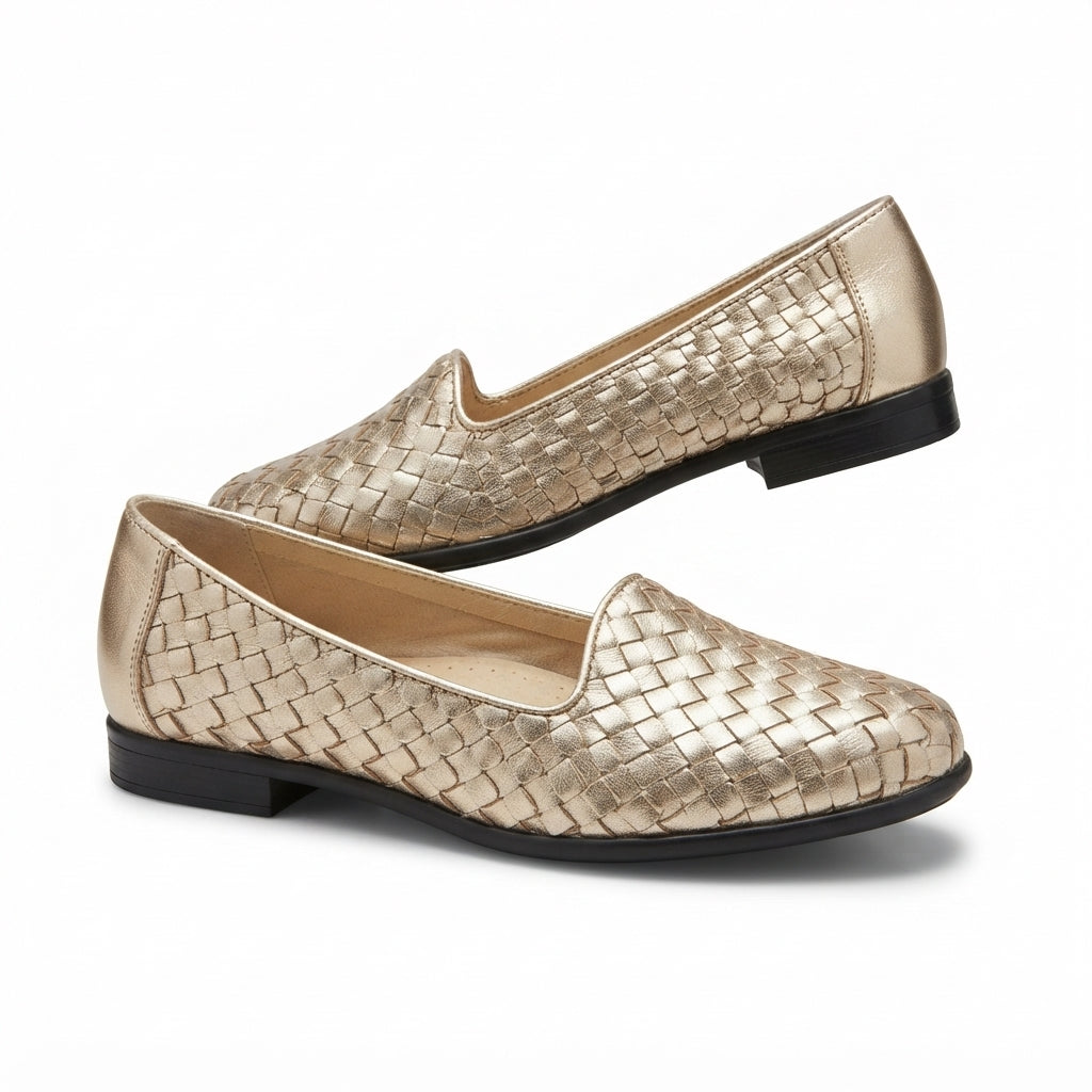 Trotters · Trotter Woven Leather Loafer · 9 · Gold