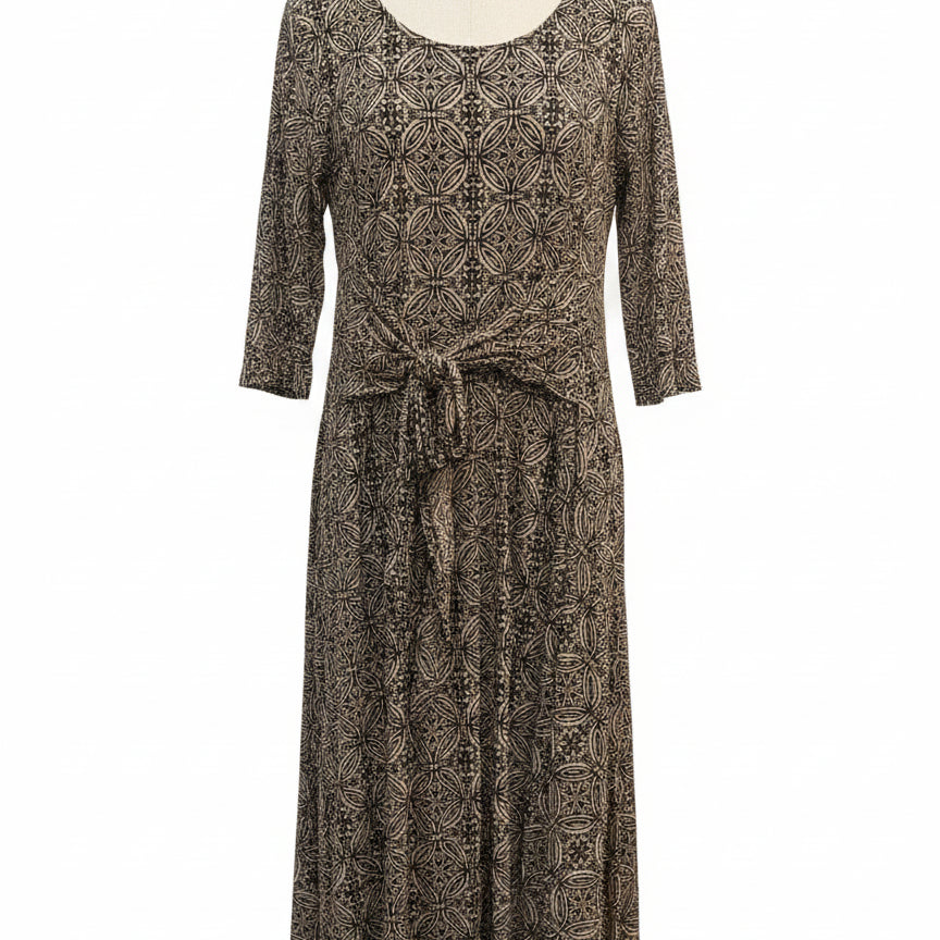 RobbieBee · 3/4 Sleeve Maxi Dress · L · BlackBeige