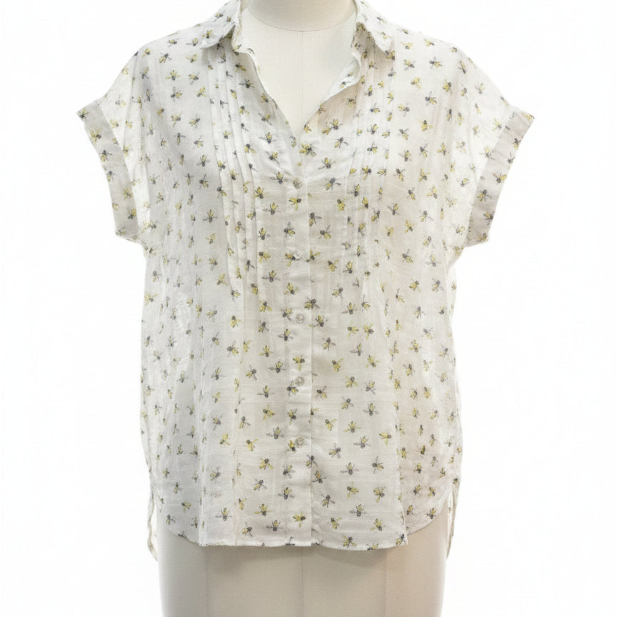 Jane & Delancey · Shirt · Medium · White/Yellow