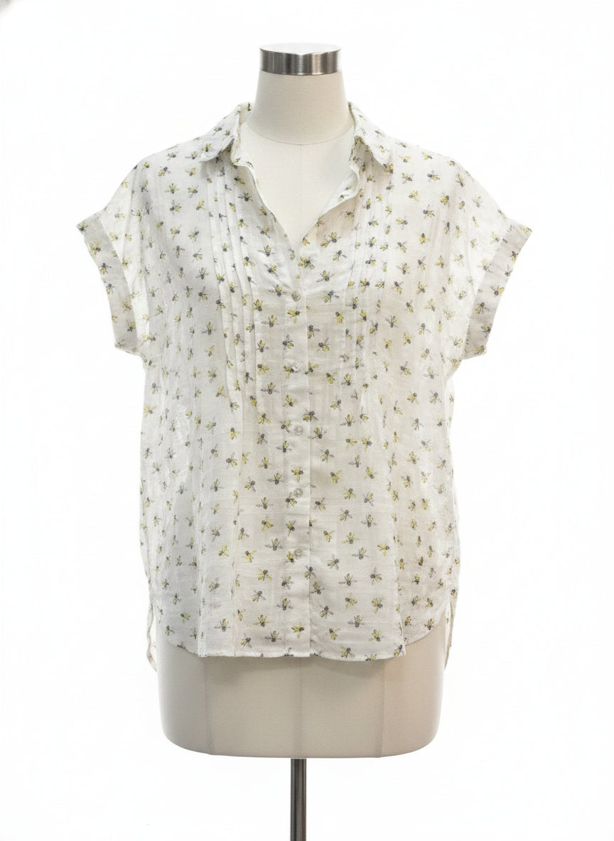 Jane & Delancey · Shirt · Medium · White/Yellow
