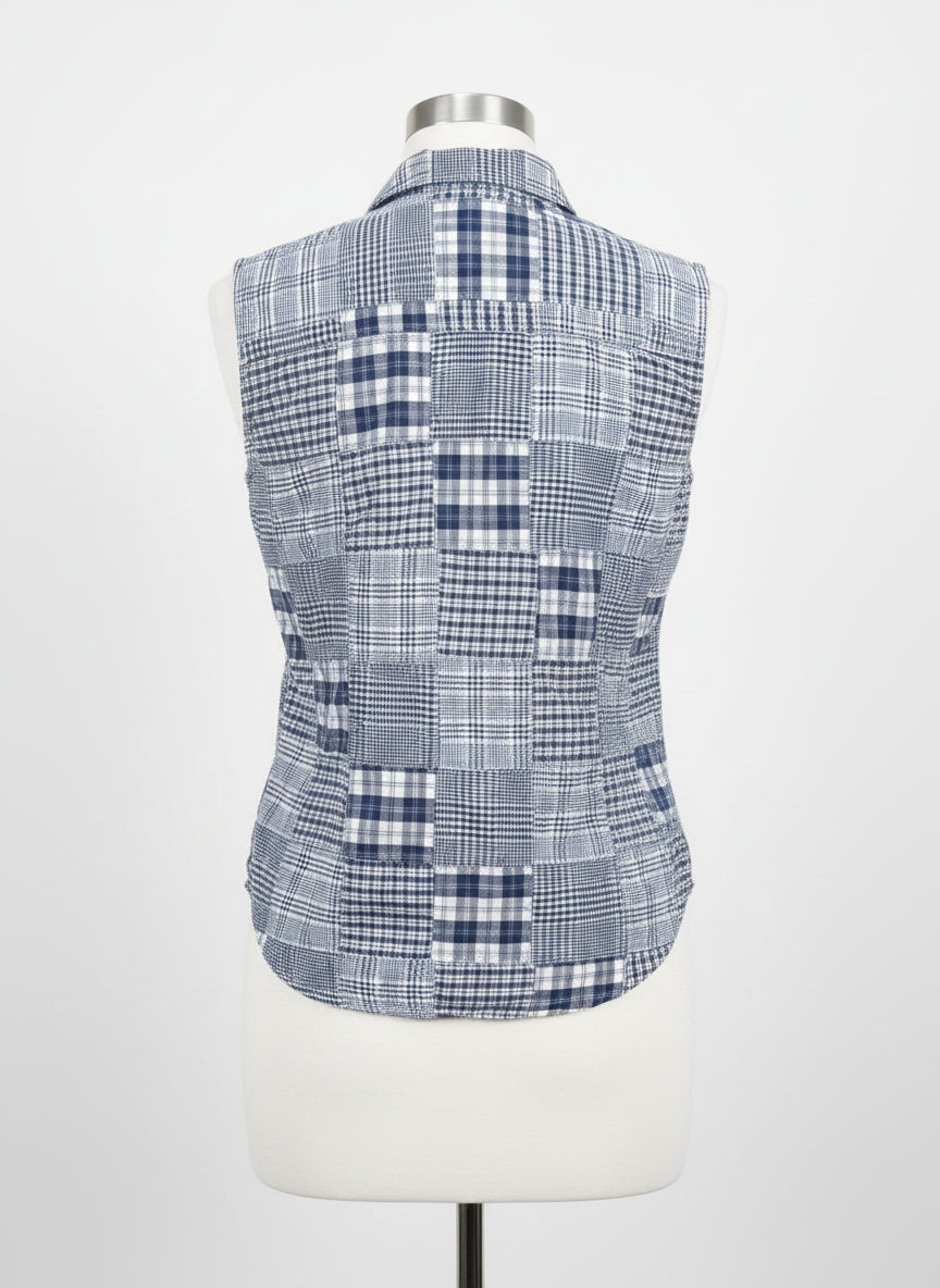 RalphLauren · Sleeveless Button Up · S/M · BlueWhite Plaid