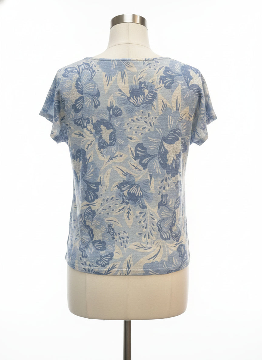 Sigrid Olsen · Cap Sleeve Top · Large · BlueWhite