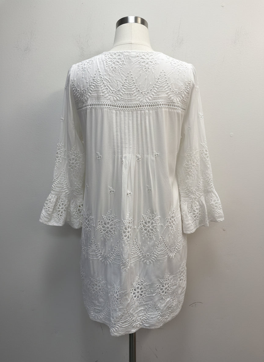 Sundance · Eyelet Lace Tunic · Medium · White