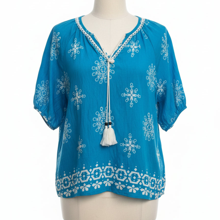 Vivilli · Blouse · Large · Turq/White