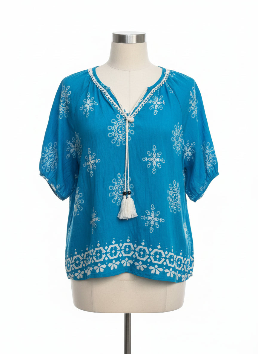 Vivilli · Blouse · Large · Turq/White