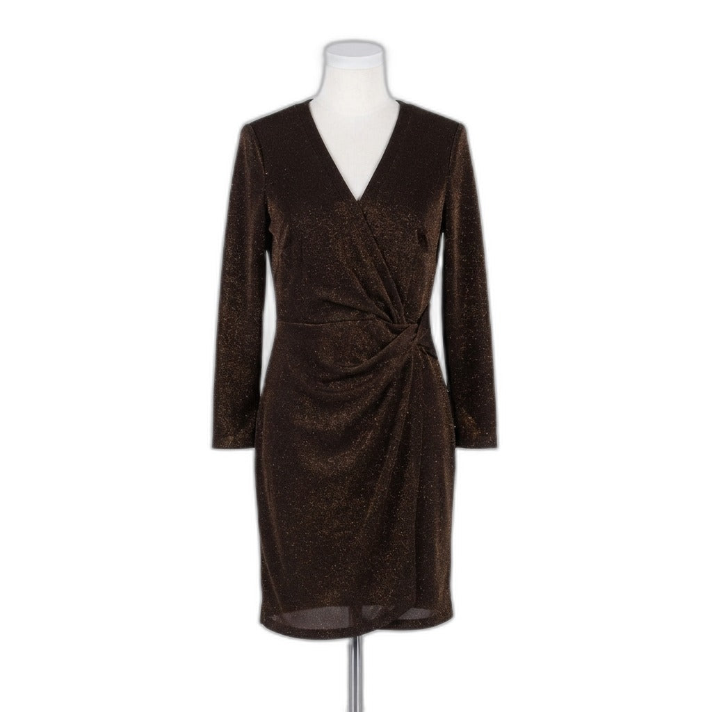 Tommy Hilfiger · Faux Wrap Dress · 6 · Bronze Sparkly