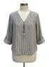 Anne Klein · 3/4 Sleeve Metallic Detail · Medium · White and Gray with Metallic Stripes