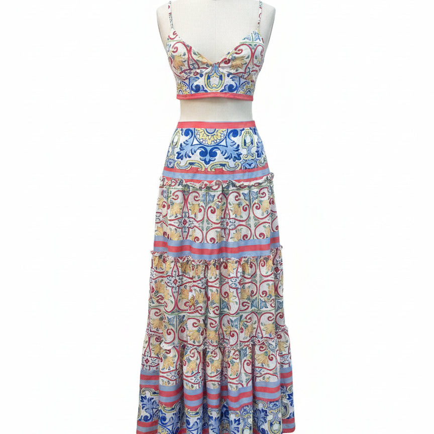 Chic-Me · 2 PC Skirt Set · Large · BluePink