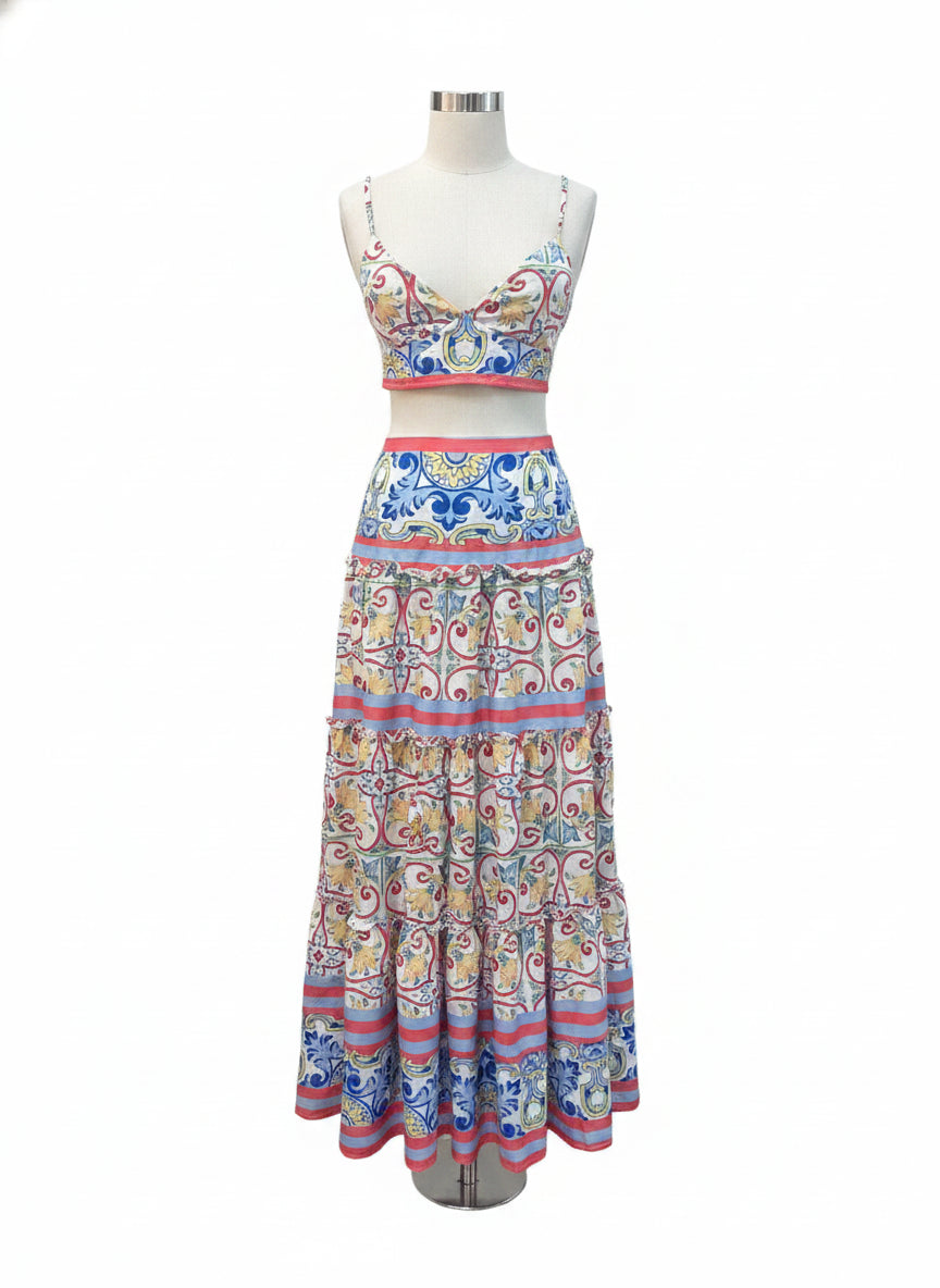 Chic-Me · 2 PC Skirt Set · Large · BluePink