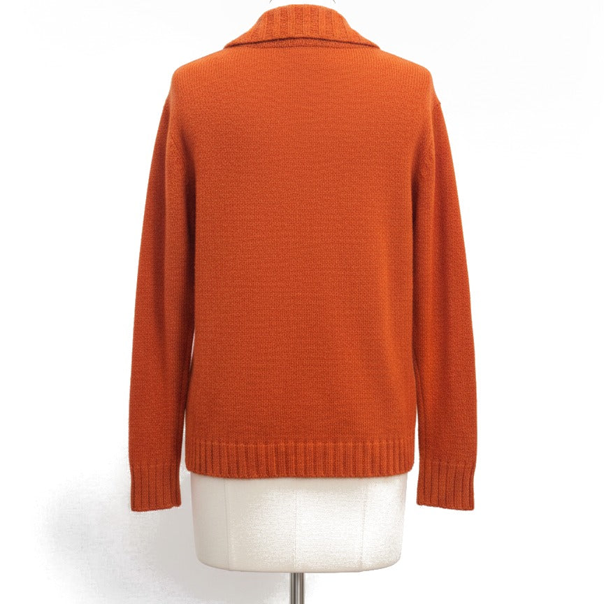LandsEnd · Wool Cardigan · XL/1X · Spicy Orange
