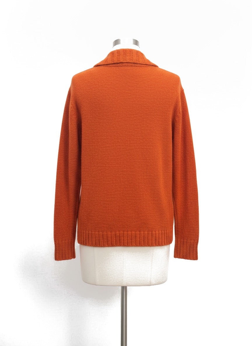 LandsEnd · Wool Cardigan · XL/1X · Spicy Orange