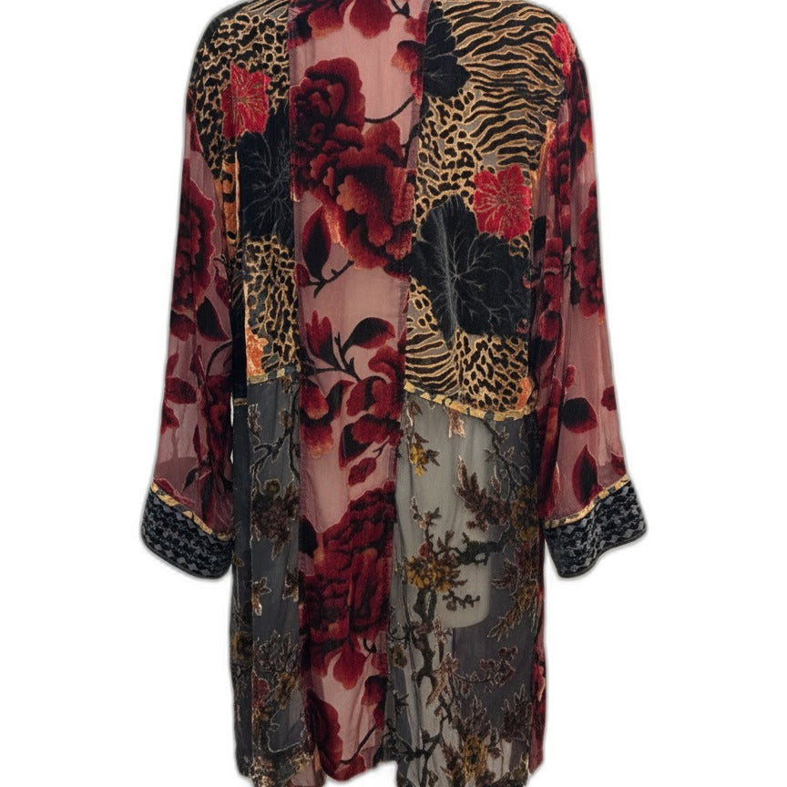 John Mark · Open Drape Cardigan · Large · Black Multi-color