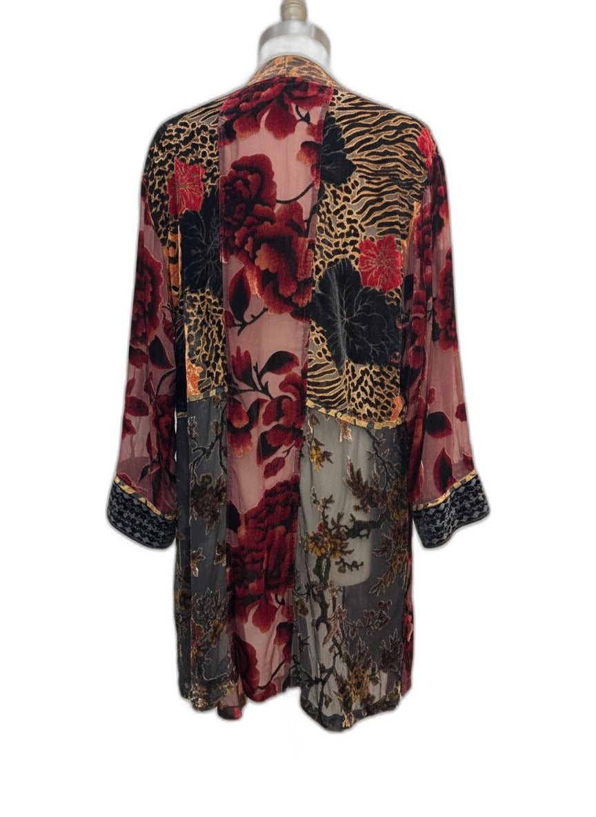 John Mark · Open Drape Cardigan · Large · Black Multi-color