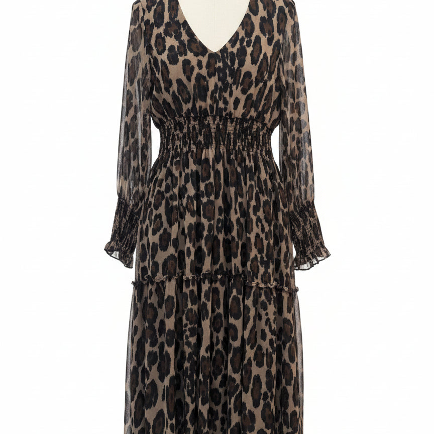 Taylor · Longsleeve with Smocked Detail · 10 · Cheetah