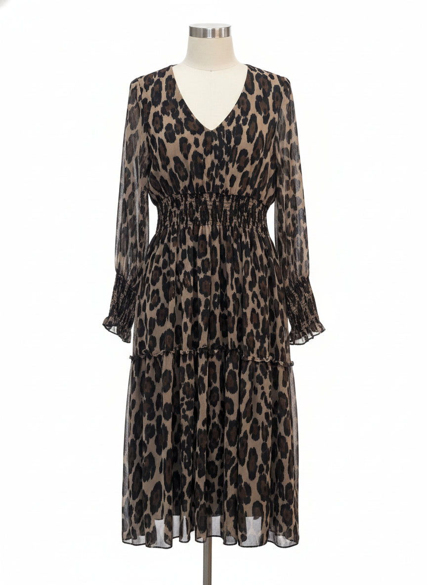 Taylor · Longsleeve with Smocked Detail · 10 · Cheetah