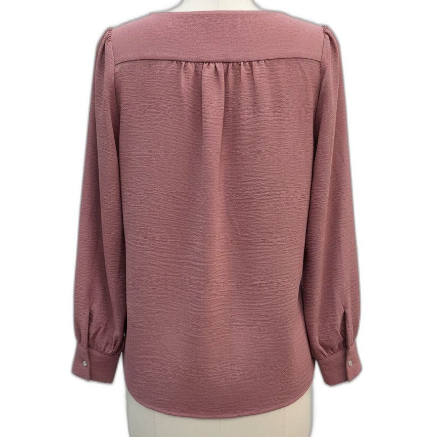 Retrology · V-Neck LongSleeve Top · Medium · Dusty Rose