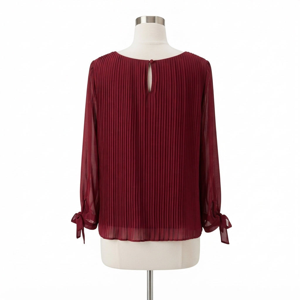 Dressbarn · 3/4 Sleeve Pleated Detail Blouse · XLarge · Burgundy