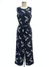 TCR · FashionJumpsuit Belted w/ Cranes Print · Small · NavyWhite