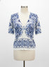Talbots · Short Sleeve Cardi · Large · Blue/White