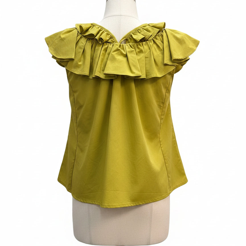 Anthropologie · Blue Tassel Ruffle Straps · Small · Chartreuse
