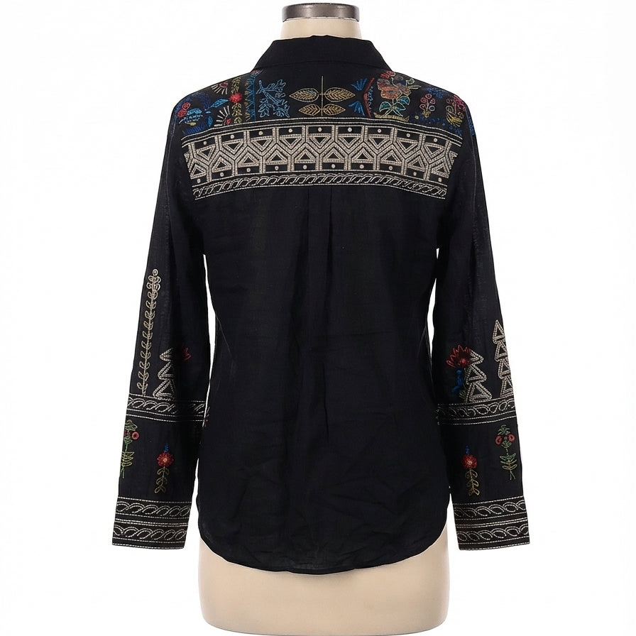 JohnnyWas · BIKIMulti Floral Embroidered Long Sleeve Top · Medium · BikiMulti