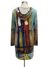 UBU · Hooded Zip Tunic Hoodie Abstract Art Print · XLarge · Lime Multi