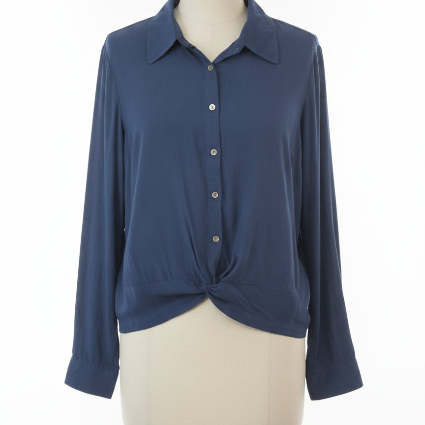 Style&Co · Roll Tab Shirt Twist front · XLarge · Navy