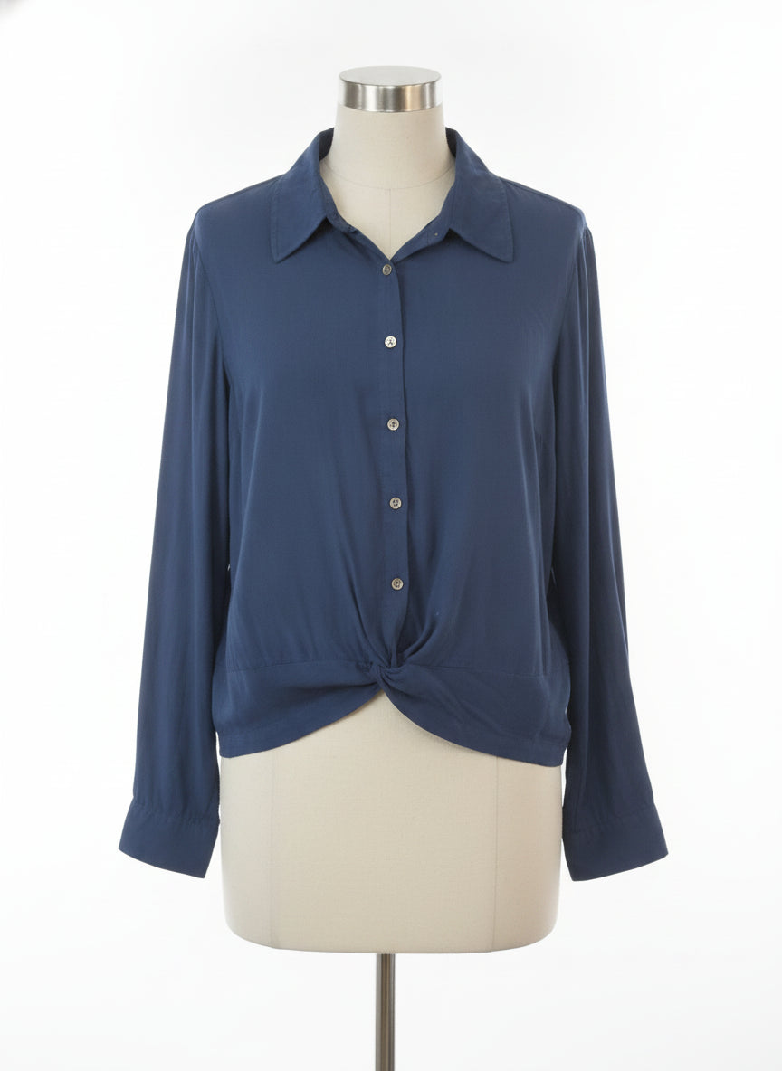 Style&Co · Roll Tab Shirt Twist front · XLarge · Navy
