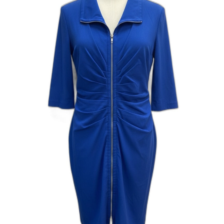 Joseph Ribkoff · BodyCon Ruched Detail · 10 · Blue
