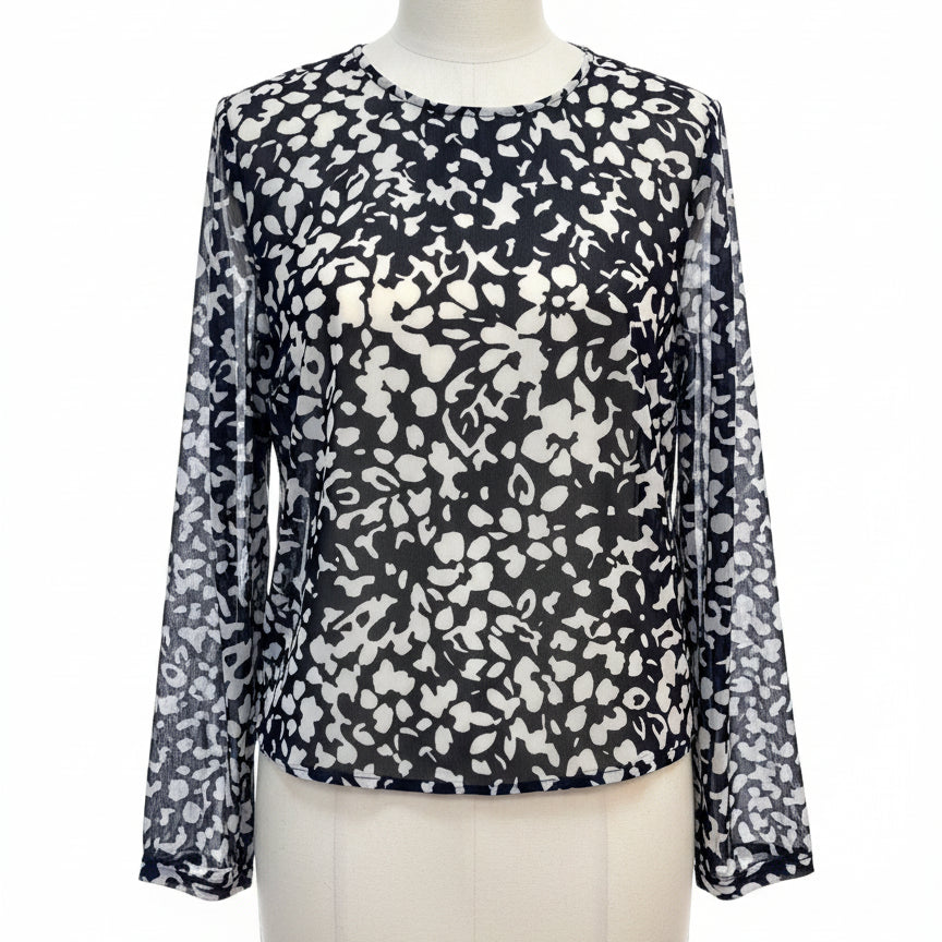 Anthropologie · Blue Tassel Long Sleeve Top · Small · Navy/White