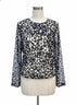 Anthropologie · Blue Tassel Long Sleeve Top · Small · Navy/White