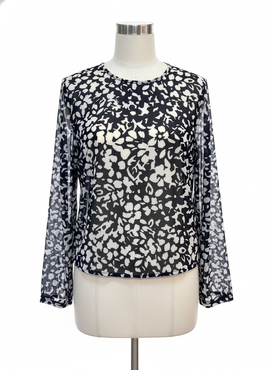 Anthropologie · Blue Tassel Long Sleeve Top · Small · Navy/White