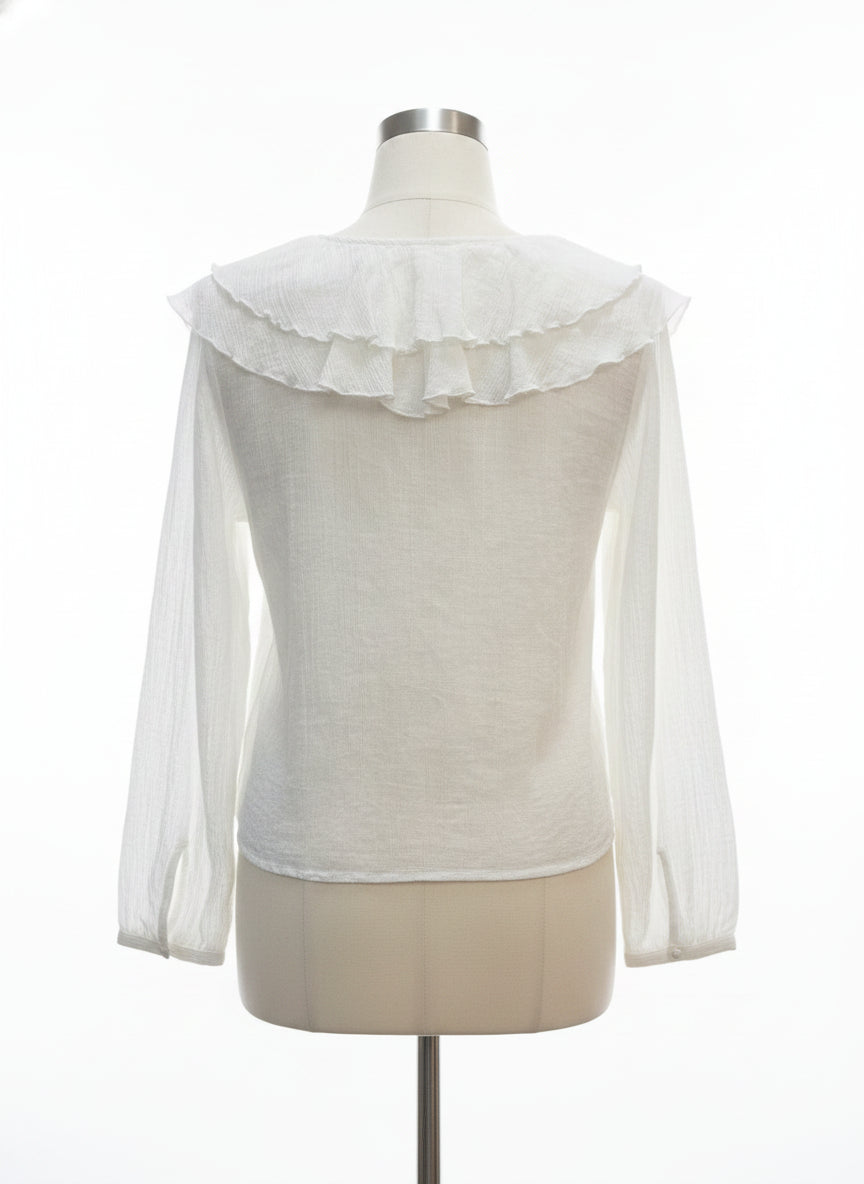 INC · Ruffle detail LongSleeve Shirt · XLarge · White