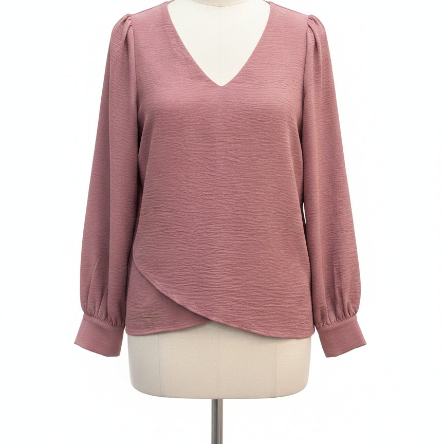 Retrology · V-Neck LongSleeve Top · Medium · Dusty Rose