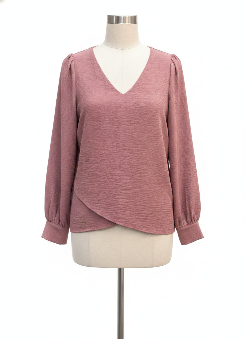 Retrology · V-Neck LongSleeve Top · Medium · Dusty Rose