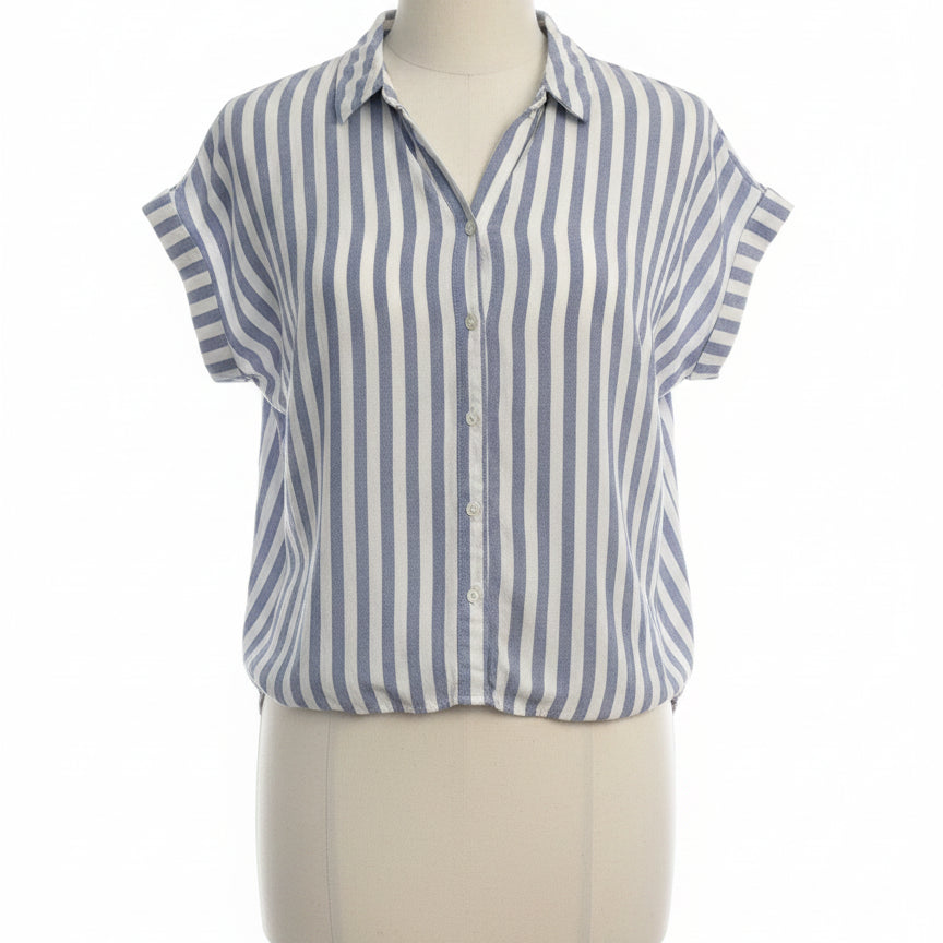 Madewell · Cap Sleeve Top · Large · BlueWhite Striped
