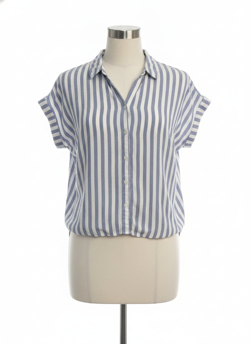 Madewell · Cap Sleeve Top · Large · BlueWhite Striped