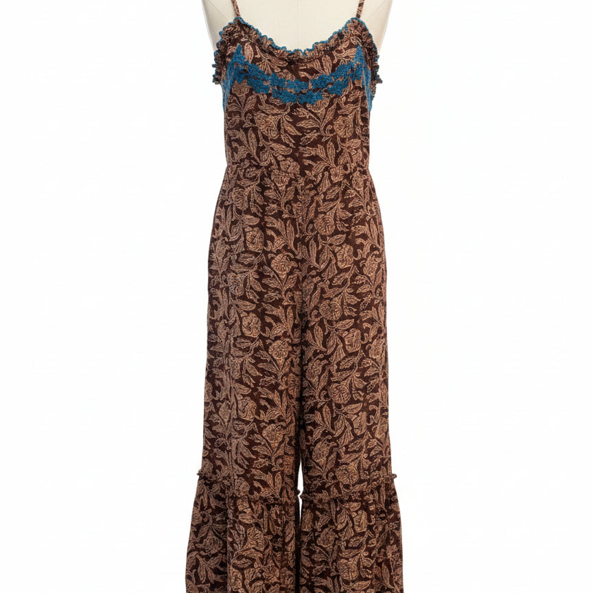 Natural Life · Embroidered Floral · Small · BrownBlue
