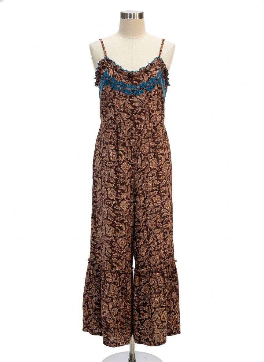 Natural Life · Embroidered Floral · Small · BrownBlue